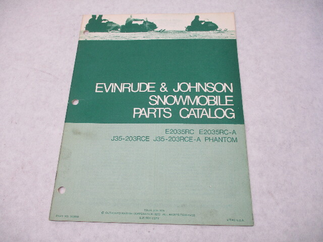 262840 1973 OMC Evinrude Johnson 35 HP Snowmobile Parts Catalog Phantom