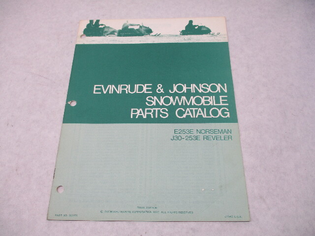 263158 1973 Evinrude Johnson 30 HP Snowmobile Parts Catalog E253E J30-253E