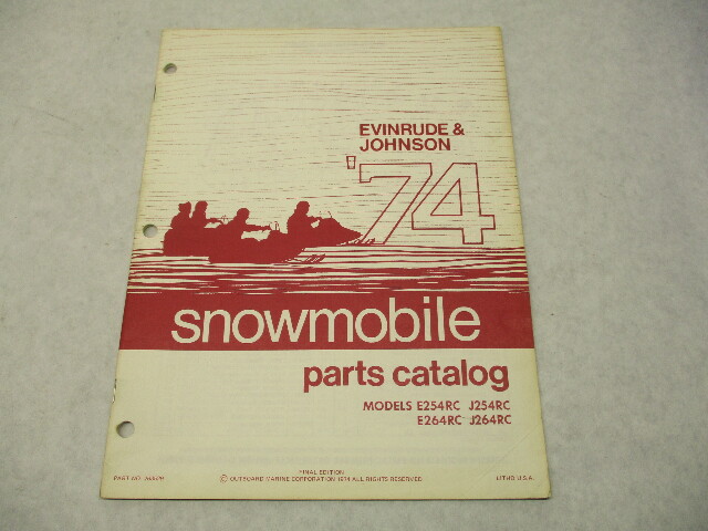 263529 OMC 1974 Evinrude Johnson 35 45 HP Snowmobile Parts Catalog E254RC J264RC