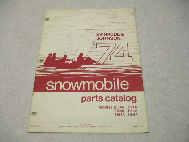 263722 OMC 1974 Evinrude Johnson 35, 40, 50 HP Snowmobile Parts Catalog