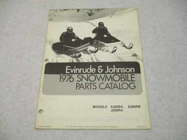 264137 1976 Evinrude Johnson 45 HP Snowmobile Parts Catalog E266RA J266RA