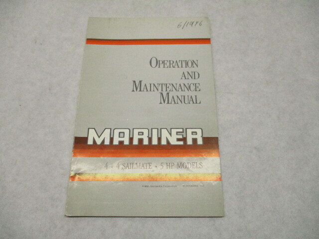 90-814366940 293 Mariner 4-5 HP Outboard Operation & Maintenance Manual
