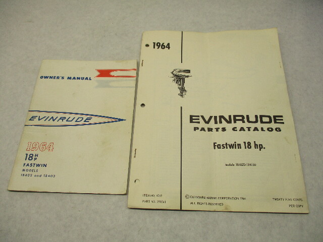 1964 205335 Evinrude Owner's Operating Manual & Catalog Fastwin 18 18402 18403