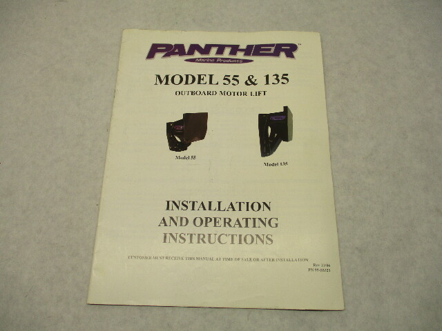 99-55321 Panther 55 & 135 Outboard Motor Lift Installation Instructions Manual