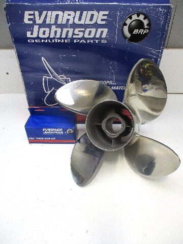 763946 14 x 21P TBX Hub Kit 4 Blade SS Cyclone RH Prop Evinrude Johnson V6