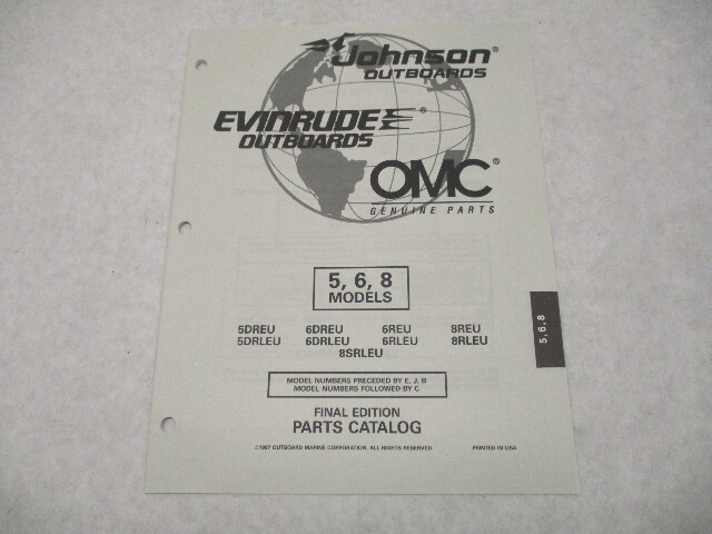 438690 OMC Evinrude Johnson 5-8 HP Outboard Parts Catalog 1997 Final Edition