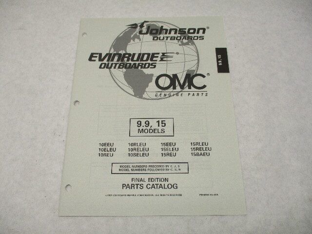 438694 OMC Evinrude Johnson 9.9-15 HP Outboard Parts Catalog 1997 Final Edition