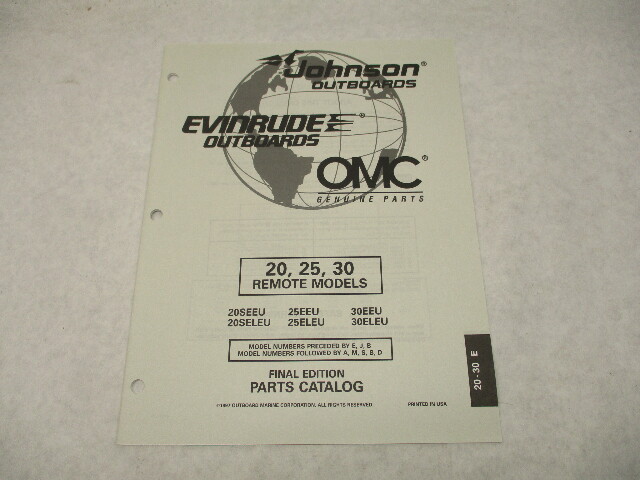 438700 OMC Evinrude Johnson 20-30 HP Remote Outboard Parts Catalog 1997 Final Ed