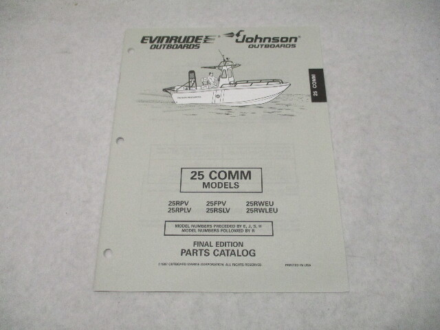 438702 OMC Evinrude Johnson 25 COMM Outboard Parts Catalog 1997 Final Edition