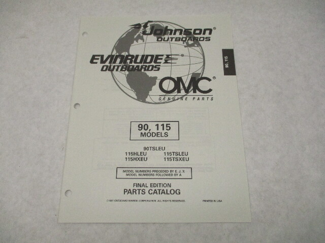 438732 OMC Evinrude Johnson 90/115 HP Outboard Parts Catalog 1997 Final Ed