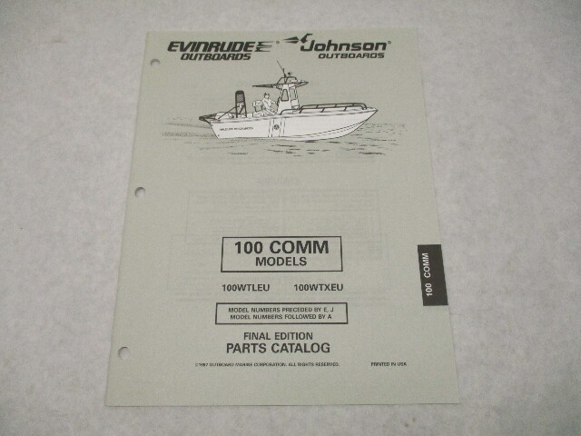 438870 OMC Evinrude Johnson 100 COMM Outboard Parts Catalog 1997 Final Ed