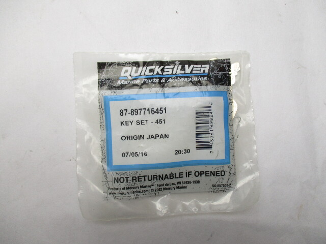 87-897716451  New Mercury Marine Ignition Switch Key (set) 451 3-Position Switch