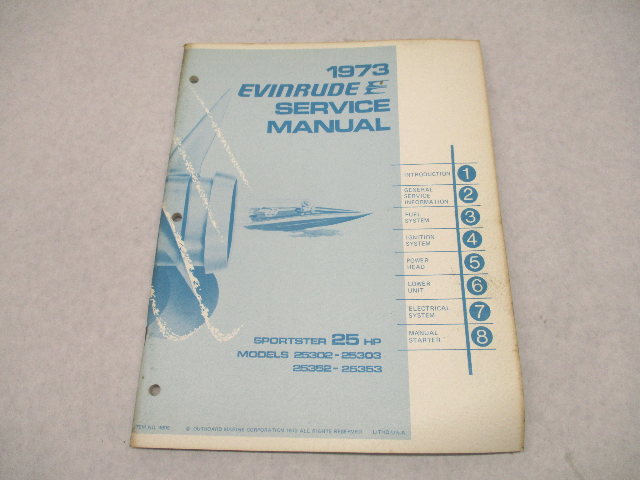 4906 OMC 1973 Evinrude Outboard Service Repair Manual 25 HP Sportster
