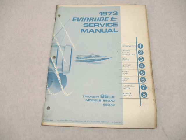 4909 1973 Evinrude Outboard Service Repair Manual 65 HP Triumph