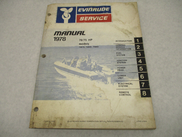 1978 Evinrude Outboard Service Repair Manual 70-75 HP 70873 75842 75843