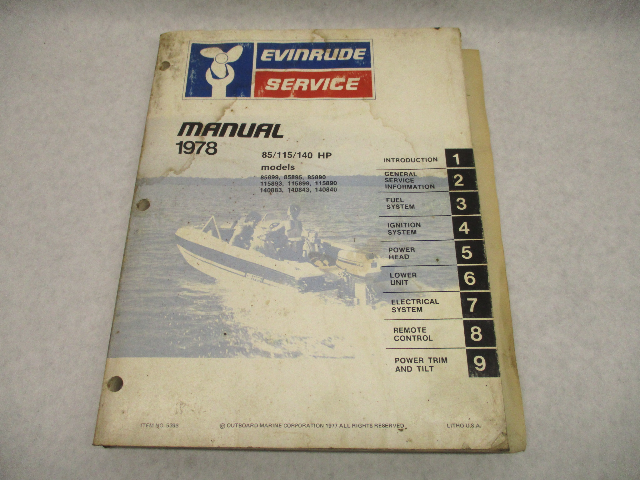 1978 Evinrude Outboard Service Repair Manual 85 115 140 HP Models