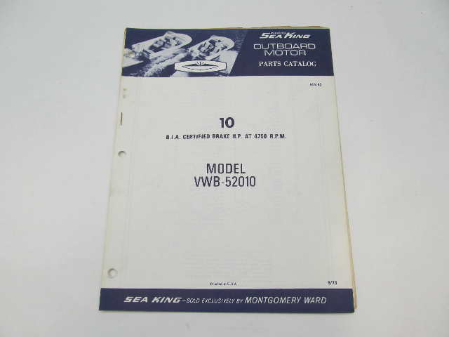 Outboard Motor Parts Catalog for Wards Sea King 10 HP 1974 VWB-52010
