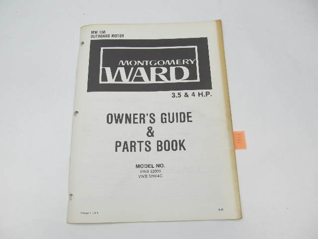 Outboard Owner Guide Parts Book Catalog for Montgomery Ward 3.5 & 4 HP 1981