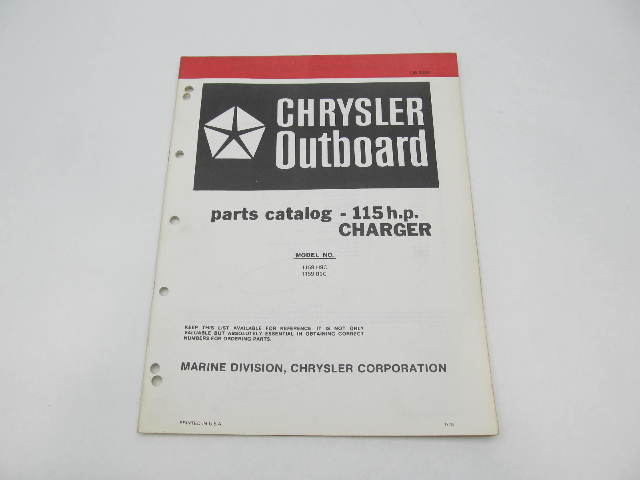 OB3089 Outboard Parts Catalog for Chrysler 115 HP Charger  1979 1159H9C