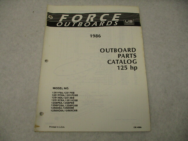 OB4086 Outboard Parts Catalog for Force 125 Hp 1986 Models