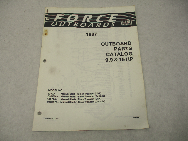 OB4097 Outboard Parts Catalog for Force 9.9 & 15 HP 1987 Manual Start