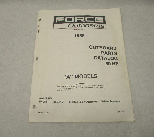 OB4192 Outboard Parts Catalog for Force 50 HP A Models 1988 Blue Fin