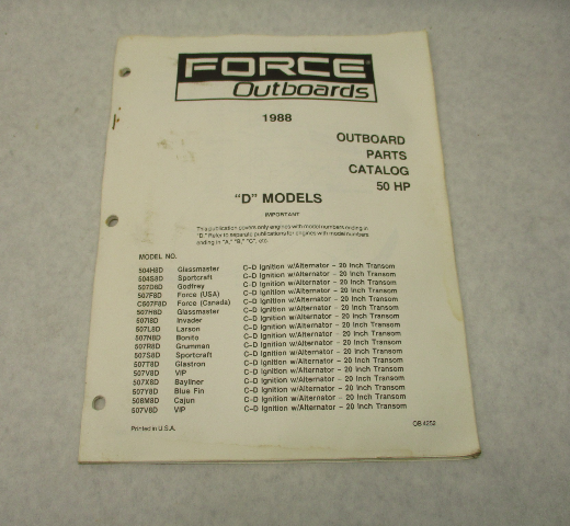 OB4252 Outboard Parts Catalog for Force 50 HP D Models 1988 Bayliner