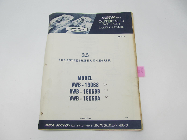 Outboard Motor Parts Catalog for Wards Sea King 3.5 HP 1964-66 VWB-19068/B 19069A