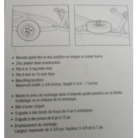 U-BOLT STYLE ADJUSTABLE SPARE TIRE CARRIER- for use with 8" to 15" Tires