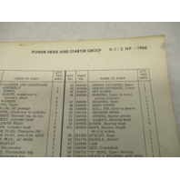 381413 1966 Johnson Sea-Horse Outboard Parts Catalog 9.5 HP MQ-MQL-12A