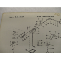 381413 1966 Johnson Sea-Horse Outboard Parts Catalog 9.5 HP MQ-MQL-12A