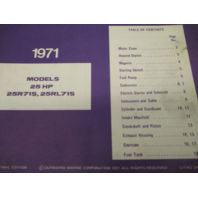 386212 1971 Johnson Sea-Horse Outboard Parts Catalog 25 HP Models 25R71S 25RL71S