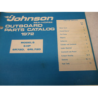 386221 1972 Johnson Sea-Horse Outboard Parts Catalog 6 HP Models 6R72D 6RL72D