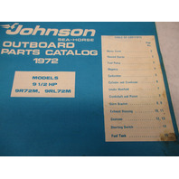 386222 1972 Johnson Sea-Horse Outboard Parts Catalog 9.5 HP Models 9R72M 9RL72M