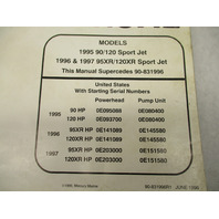 90-831996R1 1996 Mercury Marine Service Repair Manual Sport Jet 90 95 120 1995-97
