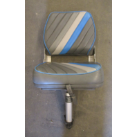 Marine Boat Folding Grey Blue Seat Chair & Adjustable Height Pedestal