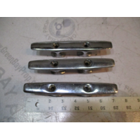 6 3/4"  Vintage Thunderbird Marine Boat Cleat Rope Tie Down Chrome Set of 3