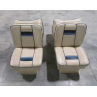 Interior Back to Back Folding Seats 1985 Rinker Boat Tan & Blue Vinyl