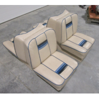 Interior Back to Back Folding Seats 1985 Rinker Boat Tan & Blue Vinyl