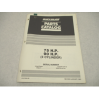 90-815898-90 1993 Quicksilver Mercury Outboard Parts Catalog 75/90 HP 3 CYL