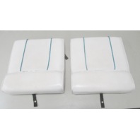 1990 Sea Ray 160 Bow Rider 16' Marine Boat Rear Jump Seat Cushion Set White/Teal