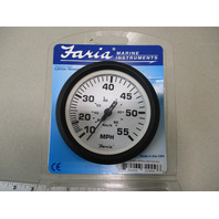 32909 Faria Marine Boat 4" Mechanical Speedometer Euro White 10-55MPH