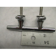 Marine Boat STUD MOUNT OPEN BASE CLEAT, 4 Inch Chrome Plate with Hardware