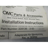 0393054 393054 OMC Remote Steering Adapter Kit Evinrude Johnson 9.9, 15HP Outboard