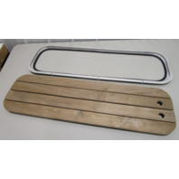 Floor Deck Ski Hatch Hinged Cover Teak Aluminum Frame 43 1/2" x 13 3/4"