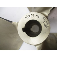 Michigan 18 X 21P 3 Blade Dyna-Jet Cupped Nibral LH 1 1/4" Bore Inboard Prop