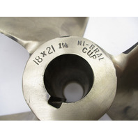 Michigan 18 X 21P 3 Blade Dyna-Jet Cupped Nibral RH 1 1/4" Bore Inboard Prop