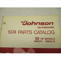 386557 1974 OMC Johnson 50 HP Outboard Parts Catalog 50ES74 50ESL74 Final Edition