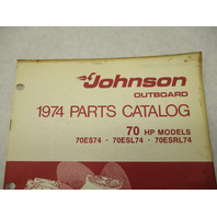 386558 1974 OMC Johnson 70 HP Outboard Parts Catalog 70ES74 70ESL74 Final Edition
