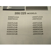 398636 OMC Evinrude Johnson 1987 Outboard 200/225 HP Model Parts Catalog